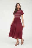 Smocked Puff Sleeve Midi Dress
