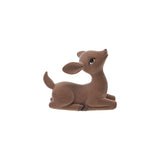 Flocked Resin Sitting Deer, Brown