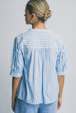 Striped V-Neck Linen Shirt