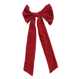 Handmade Cotton Velvet Bow W Metal Clip, Red