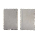 Woven Cotton Tea Towels W Stripes & Fringe