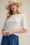 Ditsy Printed Ribbed Top