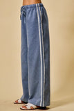 Lace Trim Mid Rise Denim Pants