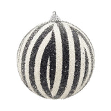 Lg Black & White Iced Ball Ornament.
