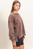 Acid Washed Raw Edge Sweatshirt