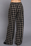 Wide Leg Plaid Woven Pants