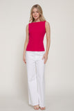Ribbed Boat Neck Top