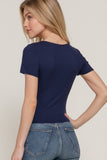 Ribbed Knit Short Sleeve Top