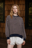 Striped Crew Neck Pocket Top