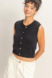 Button Up Sleeveless Cardigan