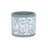 POT LAUREL LEAF MIST SMALL 4.25IN X 3.75IN WHITE CONCRETE WITH WATERTIGHT GLAZE