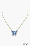 Flower Print Butterfly Pendant Necklace