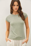 Ribbed Cap Sleeve T-Shirt