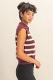Striped Half-Zip Knit Sweater Vest