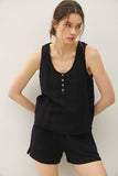Cotton Gauze Henley Tank