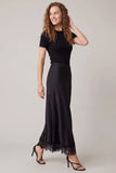 Woven Satin Maxi Skirt With Lace Trim