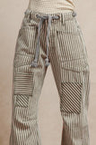 Striped Twill Barrel Leg Pants