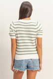 Striped Scallop Edge Knit Top