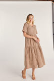 Gingham Button Front Midi Dress