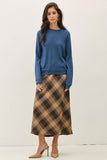 Sunset Plaid A-line Midi Skirt