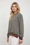 Striped Crew Neck Pocket Top