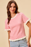 Gingham Ruffled Sweater