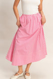 Striped Elastic Waist Flowy Midi Skirt