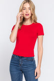 Short Sleeve Double Layer Knit Top