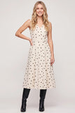 Stretch Polka Dot Suede Midi Dress