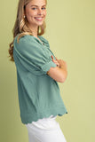 Textured Scallop Edged Blouse