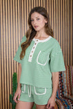 Zig Zag Stripe Pattern Henley Knit Top