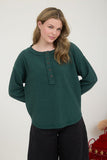Ribbed Henley Exposed Seam Top