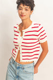 Striped Scallop Edge Cardigan