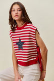 Stripe Star Patch 4th Of July Side Tie Vest Top