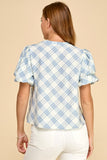 Plaid Puff Sleeve Top