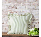 Sage Stripe Ruffle Edge Pillow