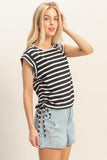 Striped Sleeveless Tie-side Top