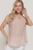 Dolman Sleeve V-neck Stripe Gauze Blouse