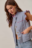 Striped Twill Button Vest
