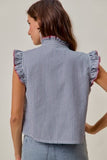 Striped Twill Button Vest
