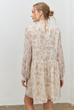 Floral Print Long Sleeve Mini Dress