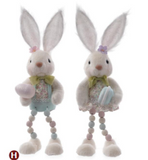 Fabric Flower Bunny Shelf Sitter 2 Asst