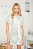Striped Short Sleeve Textured Top