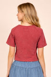 Mineral Washed Fitted Casual Top