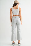 High-rise Wide Leg Cropped Stripe - 92% Cotton, 6.5%
