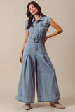 Wide Leg Denim Jumpsuit
