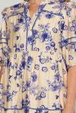 Contrast Piped Tiered Dress