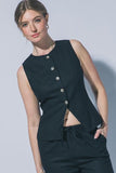 Front Slit Linen Vest