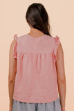 Ruffle Detail Solid Knit Top