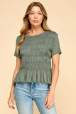 Solid Top With Smocked Detail